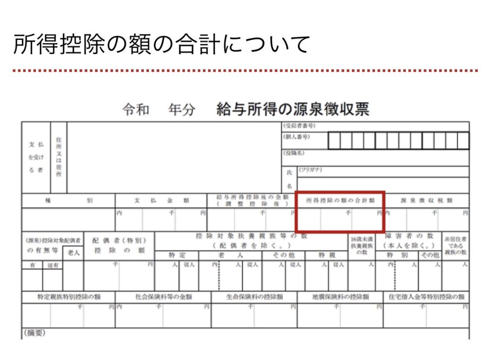 楽天ふるさと納税の入力説明。各入力欄に源泉徴収票のどの欄の金額を入れるかを示した画面